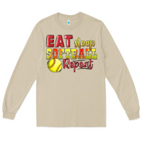 Mushroom Eat Sleep Softball Repeat Long Sleeve Tee - LillyAllenDesigns