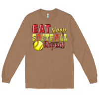 Toasted Coconut Eat Sleep Softball Repeat Long Sleeve Tee - LillyAllenDesigns