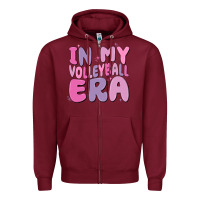 Burgundy in my volleyball era Zipper Hoodie - MaliasSmallBusiness