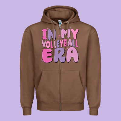 In My Volleyball Era Zipper Hoodie Designed By Maliassmallbusiness