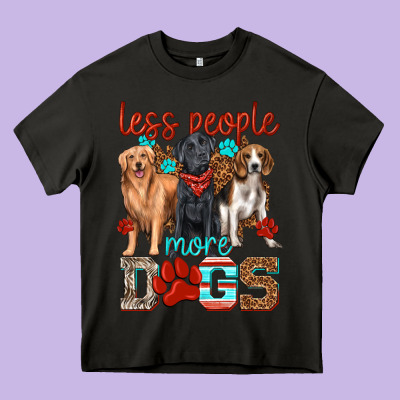 Less People More Dogs Heavy Core Tee Designed By Texasbilliewilder