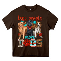 Chocolate Brown less people more dogs Heavy Core Tee - texasbilliewilder