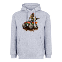 Heather Grey monster truck and t rex dinosaur Heavyweight Hoodie - LillyAllenDesigns