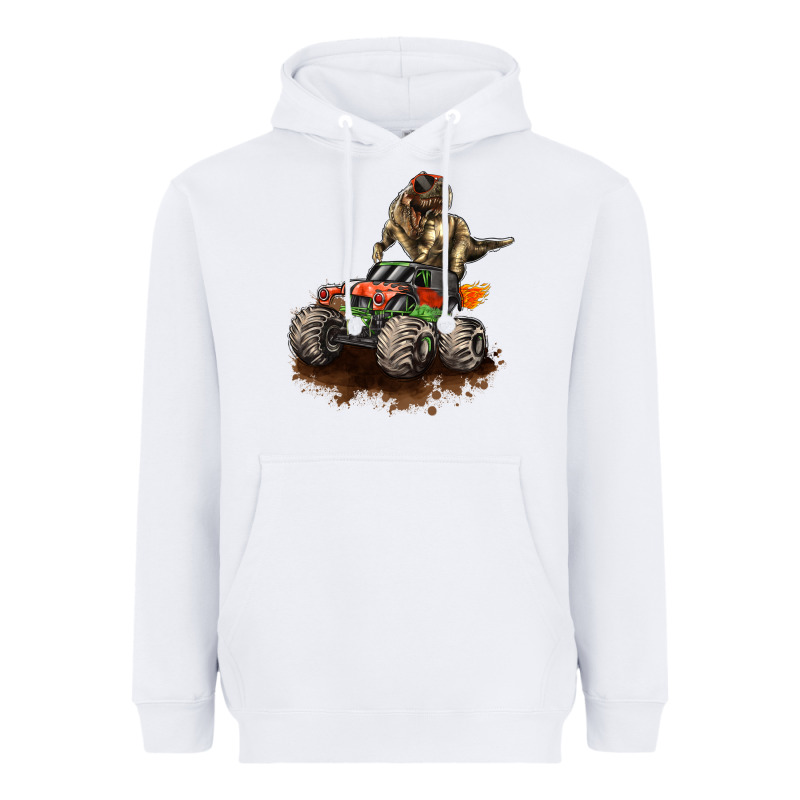 Monster Truck And T Rex Dinosaur Heavyweight Hoodie by LillyAllenDesigns | Teevron