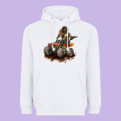 Monster Truck And T Rex Dinosaur Heavyweight Hoodie Designed By Lillyallendesigns