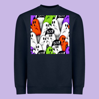 Boo Ghosts Seamless Pattern Heavyweight Sweatshirt Designed By Bundleandbundleshop
