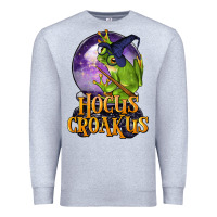 Heather Grey Hocus Croakus Frog Premium Sweatshirt - LillyAllenDesigns