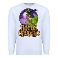 White Hocus Croakus Frog Premium Sweatshirt - LillyAllenDesigns