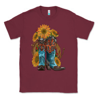 Burgundy western boots with sunflowers Classic Tee - Artiststas