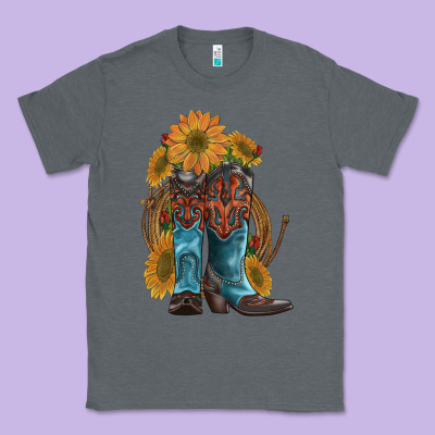 Western Boots With Sunflowers Classic Tee Designed By Artiststas