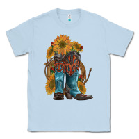 Dusty Blue western boots with sunflowers Classic Tee - Artiststas