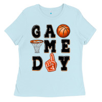 Baby Blue basketball game day Ladies Tee - MaliasSmallBusiness