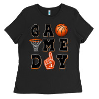 Black basketball game day Ladies Tee - MaliasSmallBusiness