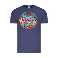 Vintage Denim race girl with leopard and peace hand Vintage Tee - AdoDesignShop