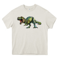 Cream t rex dinosaur Heavy Core Tee - RanaPortraitStore