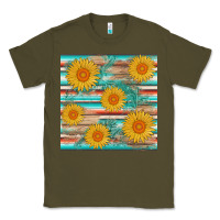 Army Green sunflower wood serape  leather seamless Classic Tee - AdoDesignShop