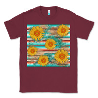 Burgundy sunflower wood serape  leather seamless Classic Tee - AdoDesignShop