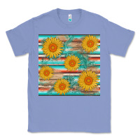 Colony Blue sunflower wood serape  leather seamless Classic Tee - AdoDesignShop