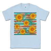 Dusty Blue sunflower wood serape  leather seamless Classic Tee - AdoDesignShop