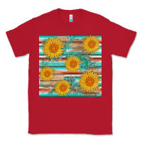 Red sunflower wood serape  leather seamless Classic Tee - AdoDesignShop