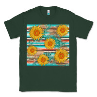 Sports Green sunflower wood serape  leather seamless Classic Tee - AdoDesignShop