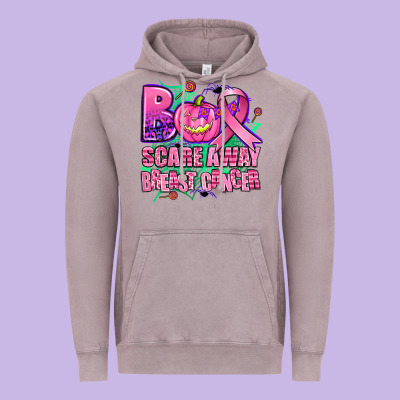 Halloween Boo With Cancer Ribbon Breast Cancer Sca Vintage Hoodie Designed By Adodesignshop