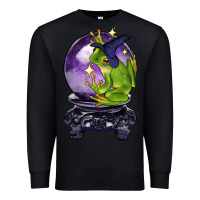 Black Halloween Frog With Crystal Ball Premium Sweatshirt - LillyAllenDesigns