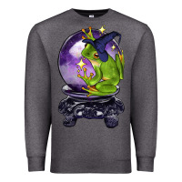 Charcoal Heather Halloween Frog With Crystal Ball Premium Sweatshirt - LillyAllenDesigns