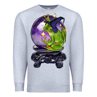 Heather Grey Halloween Frog With Crystal Ball Premium Sweatshirt - LillyAllenDesigns