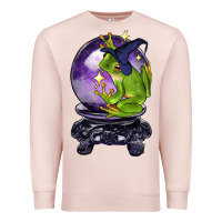 Pale Pink Halloween Frog With Crystal Ball Premium Sweatshirt - LillyAllenDesigns