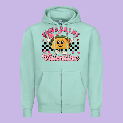 Tacos Are My Valentine Zipper Hoodie Designed By Maliassmallbusiness