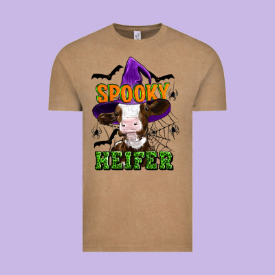 Spooky Heifer Halloween Vintage Tee Designed By Artiststas