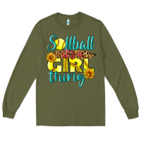 Army Green softball it's a girl thing Long Sleeve Tee - LillyAllenDesigns
