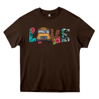 Chocolate Brown love school bus Heavy Core Tee - Artiststas