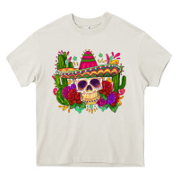 Cream mexican skull Heavy Core Tee - Zillion Design Studio