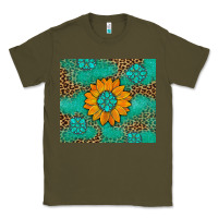 Army Green Sunflower Gemstone Leopard Classic Tee - Artiststas