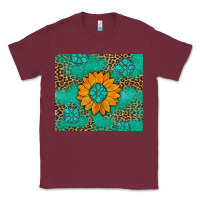 Burgundy Sunflower Gemstone Leopard Classic Tee - Artiststas