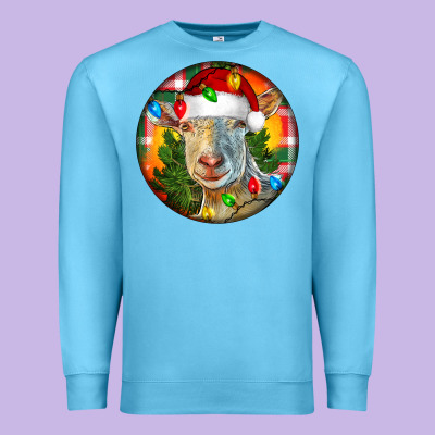Saanen Goat Christmas Premium Sweatshirt Designed By Lillyallendesigns