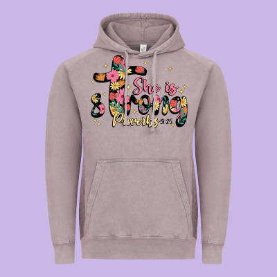She Is Strong Proverbs 31 25 Vintage Hoodie Designed By Jahusdesignshop