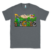 Charcoal Heather one lucky teacher Classic Tee - AdoDesignShop