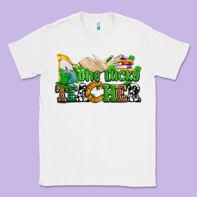 One Lucky Teacher Classic Tee Designed By Adodesignshop