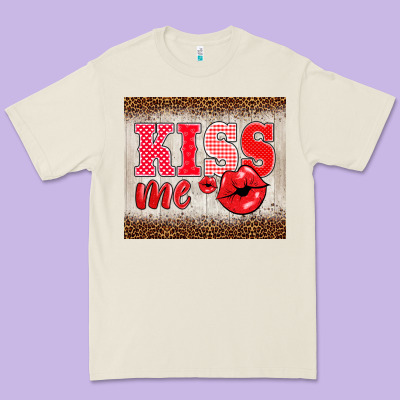 Valentine's Day Kiss Me Premium Tee Designed By Barkaloodesign