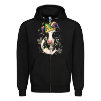 Black mardi gras cow Zipper Hoodie - MaliasSmallBusiness