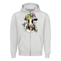 Dove Grey mardi gras cow Zipper Hoodie - MaliasSmallBusiness