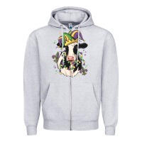 Heather Grey mardi gras cow Zipper Hoodie - MaliasSmallBusiness