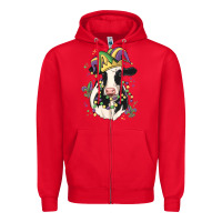 Red mardi gras cow Zipper Hoodie - MaliasSmallBusiness