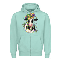 Seafoam mardi gras cow Zipper Hoodie - MaliasSmallBusiness