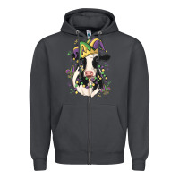 Smoke mardi gras cow Zipper Hoodie - MaliasSmallBusiness