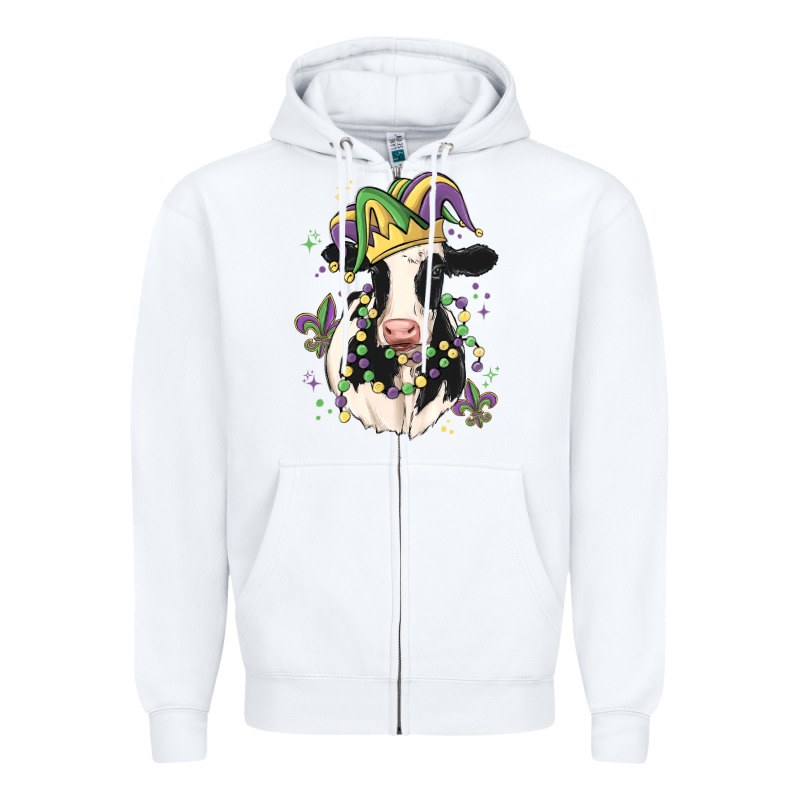 Mardi Gras Cow Zipper Hoodie by MaliasSmallBusiness | Teevron
