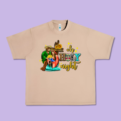 Oh Holy Night With Sunflower And Cross Urban Heavy Tee Designed By Adodesignshop